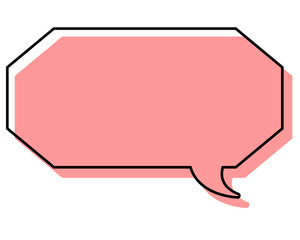 シンプルな線がずれた吹き出し　細長い八角形