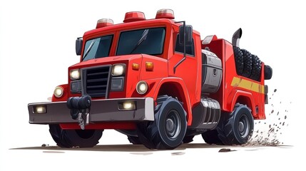 Naklejka premium Red firetruck illustration