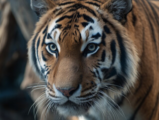 Close-up of Focused Tiger Face / 집중하는 호랑이 얼굴 클로즈업