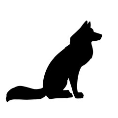 Animals dog silhouette set