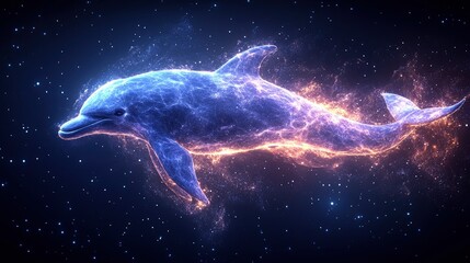 Fototapeta premium Celestial Dolphin A Cosmic Marine Mammal in Starry Night