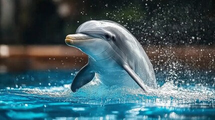 Obraz premium Bottlenose Dolphin Emerging from Water, Playful Marine Mammal