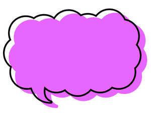 シンプルな線がずれた吹き出し　細長い雲形