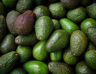 Fresh Ripe Avocados Piled Together in a Full Frame Close-Up