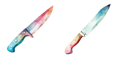 cute knife watercolor vector illustration