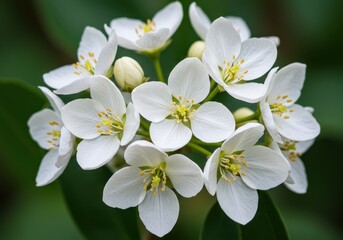 Obraz premium Close up of mexican orange blossom flowers with yellow stamens in bloom