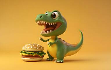 Fototapeta premium Cartoon 3D Colorful Dinosaur Pattern