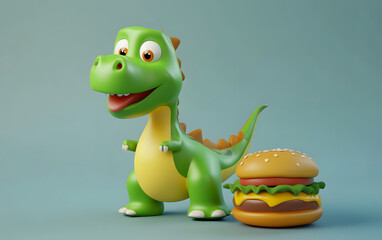 Fototapeta premium Cartoon 3D Colorful Dinosaur Pattern