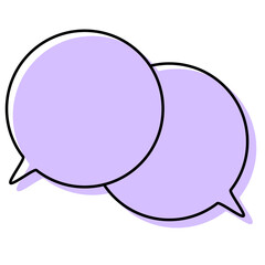 シンプルな線がずれた吹き出し　重なる会話