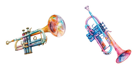 cute trumpet watercolor vector illustration © Dar