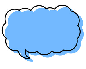 シンプルな線がずれた吹き出し　細長い雲形