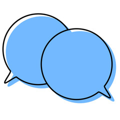 シンプルな線がずれた吹き出し　重なる会話