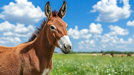 Obraz premium Majestic Mule in a Sunny Meadow