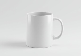 Simple white ceramic mug on a white background for branding mockups