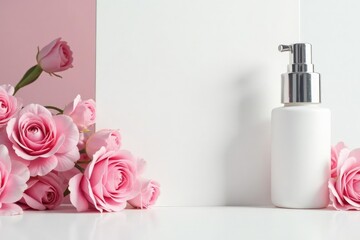 Clean, minimalist white backdrop for cosmetics , space, bright, design