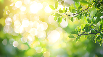 Obraz premium A leafy tree branch with a bright sun shining on it