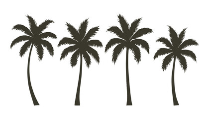 Palm trees silhouette tropical plant art simple design style