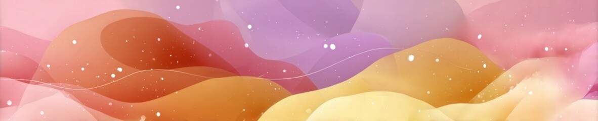 Naklejka premium Wide banner featuring abstract flowing organic shapes in soft pastel colors, creating a minimalist and modern atmosphere with high-resolution detail.