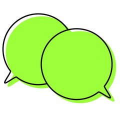 シンプルな線がずれた吹き出し　重なる会話