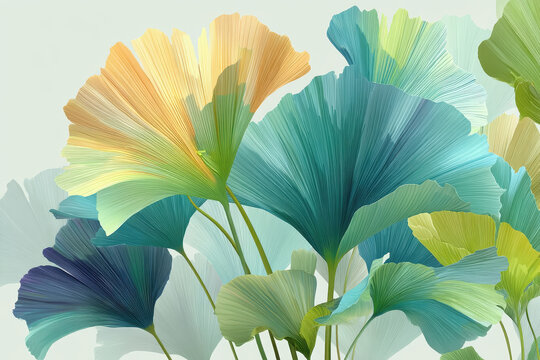 Colorful ging ging leaves in a stunning array of hues illustrating the diversity and beauty of tropical foliage
