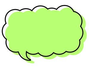 シンプルな線がずれた吹き出し　細長い雲形