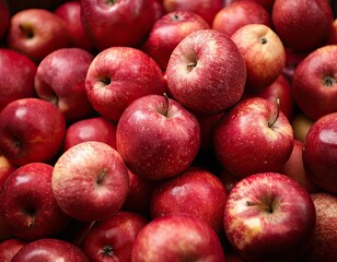 Full Frame Close-Up of Red Apples in a Fresh Heap
