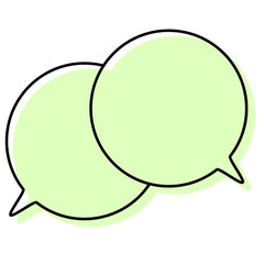 シンプルな線がずれた吹き出し　重なる会話