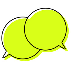 シンプルな線がずれた吹き出し　重なる会話