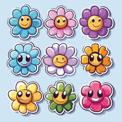 Obraz premium Groovy flower cartoon characters