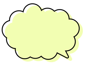 シンプルな線がずれた吹き出し　丸みのある雲形