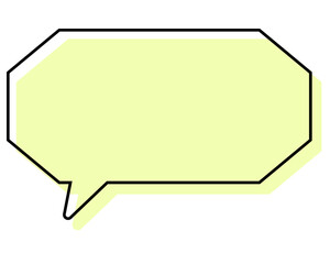 シンプルな線がずれた吹き出し　細長い八角形