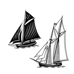boat silhouette vector set 