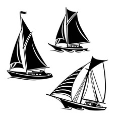 boat silhouette vector set 