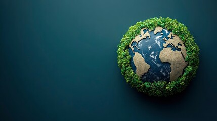 Fototapeta premium Earth Surrounded by Lush Greenery A Symbol of Environmental Conservation