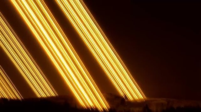 Set of 3 sharp perspective sunlight rays overlays, loop-ready clips for adding volumetric light beams over footage