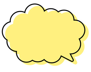 シンプルな線がずれた吹き出し　丸みのある雲形