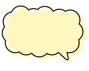 シンプルな線がずれた吹き出し　細長い雲形