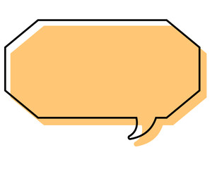 シンプルな線がずれた吹き出し　細長い八角形