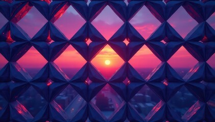 Obraz premium Geometric shapes forming a repeating pattern in twilight, design, yellow