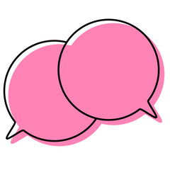 シンプルな線がずれた吹き出し　重なる会話