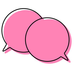 シンプルな線がずれた吹き出し　重なる会話