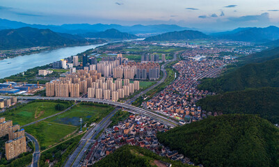 Fototapeta premium Central Business District, Lushan New District, Fuyang District, Hangzhou, China