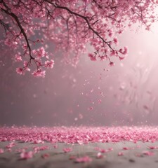 Fototapeta premium Mesmerizing pink sakura petal dance, ethereal background, ethereal, soft