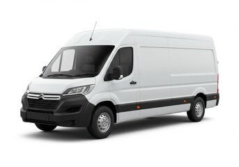 Naklejka premium White Delivery Van Modern Cargo Vehicle Transportation Business Road Truck Freight Shipping CargoVan