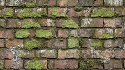 Obraz premium A Brick Wall with Moss Growth