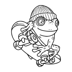 cool frog skateboarder outline