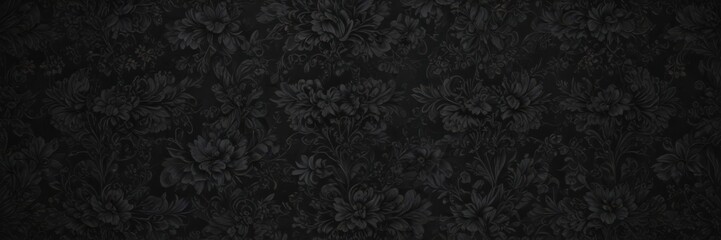 Luxurious black floral wallpaper, textured, intricate patterns , home, stylish, depth
