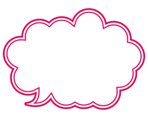 シンプルなカラー線の吹き出し　丸みのある雲形