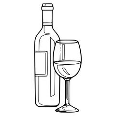 simple wine still life outline