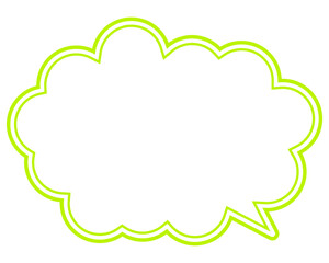 シンプルなカラー線の吹き出し　丸みのある雲形